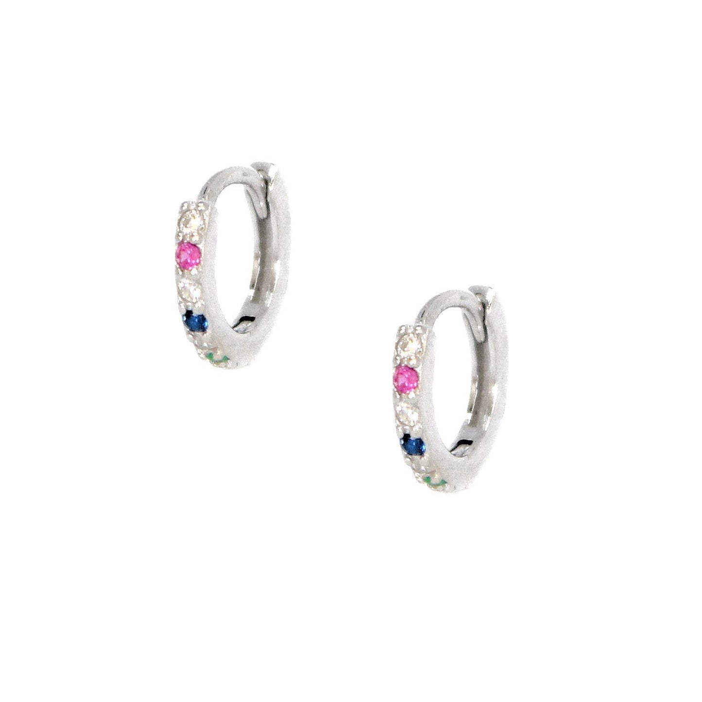 Silver mini rainbow hoops