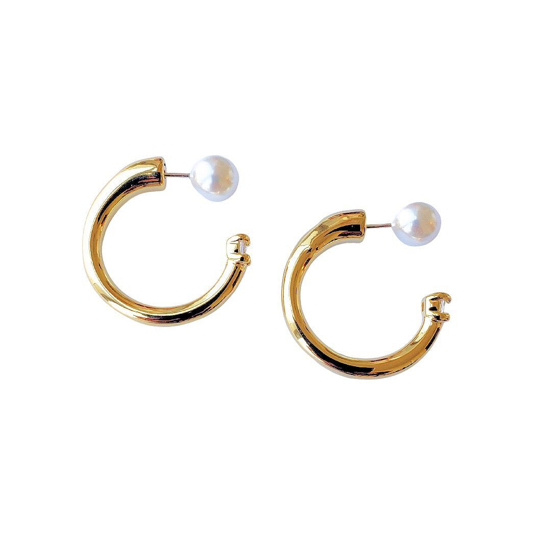 Pearl Gold Hoops