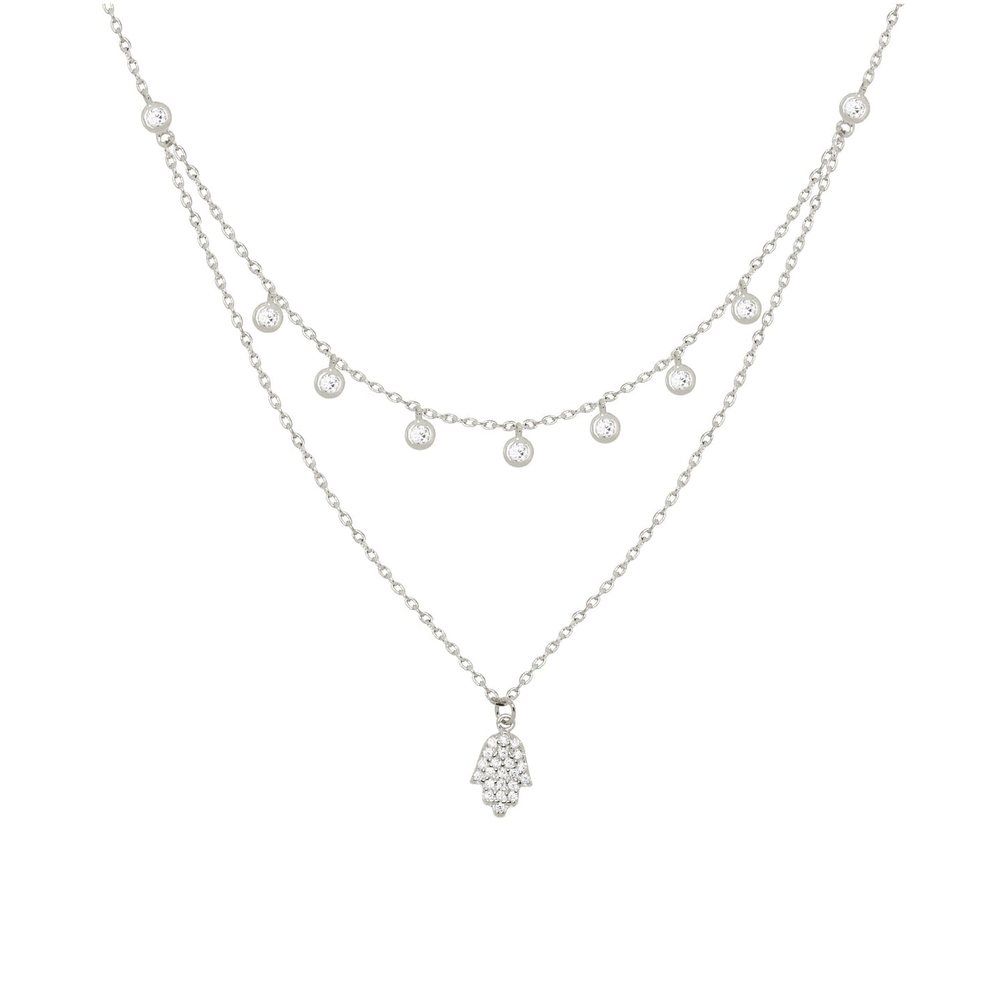 Collar Doble Hamsa Silver