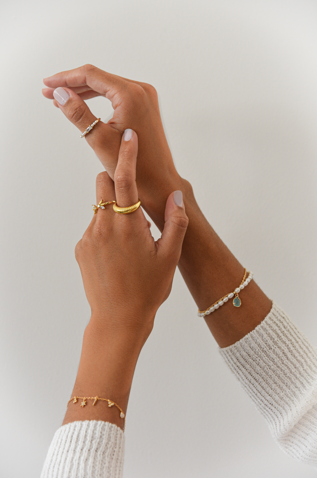 Pearl Crystal Gold Ring