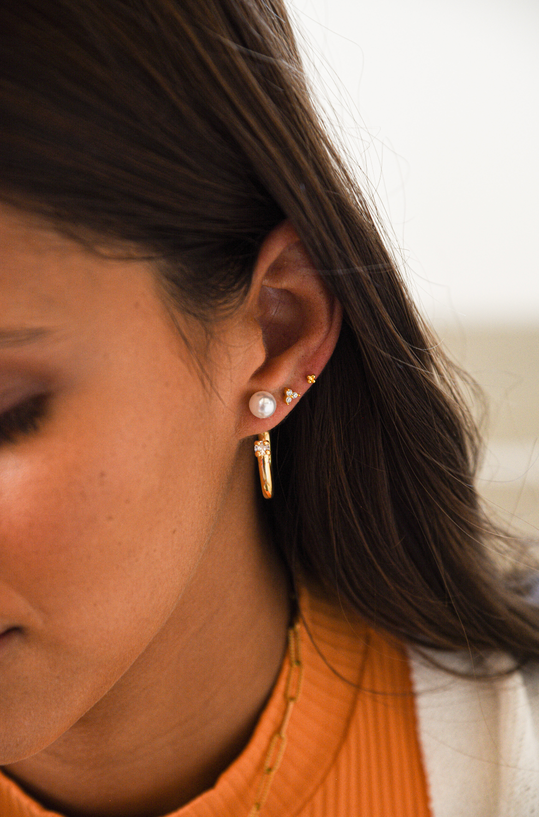 Pearl Gold Hoops
