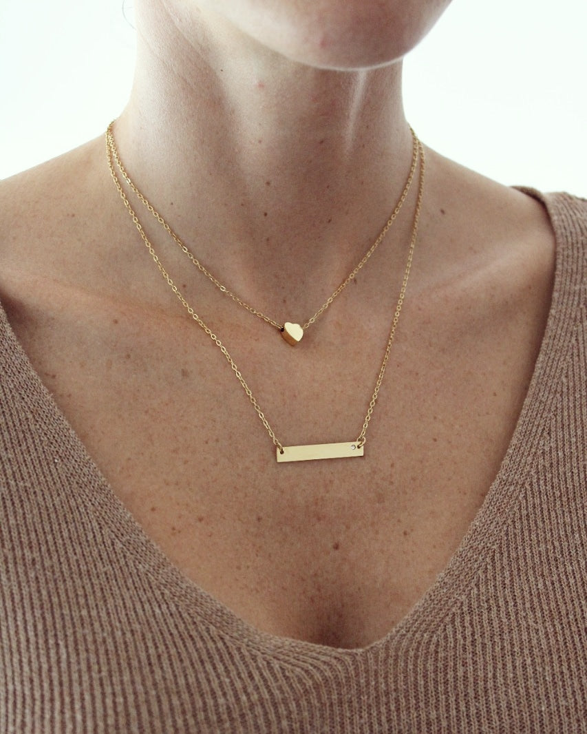 Collar Personalizado Doble Heart Gold