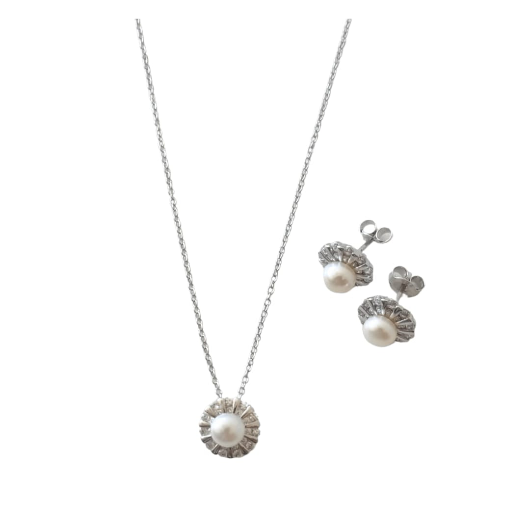 Conjunto Pearl Flora Silver