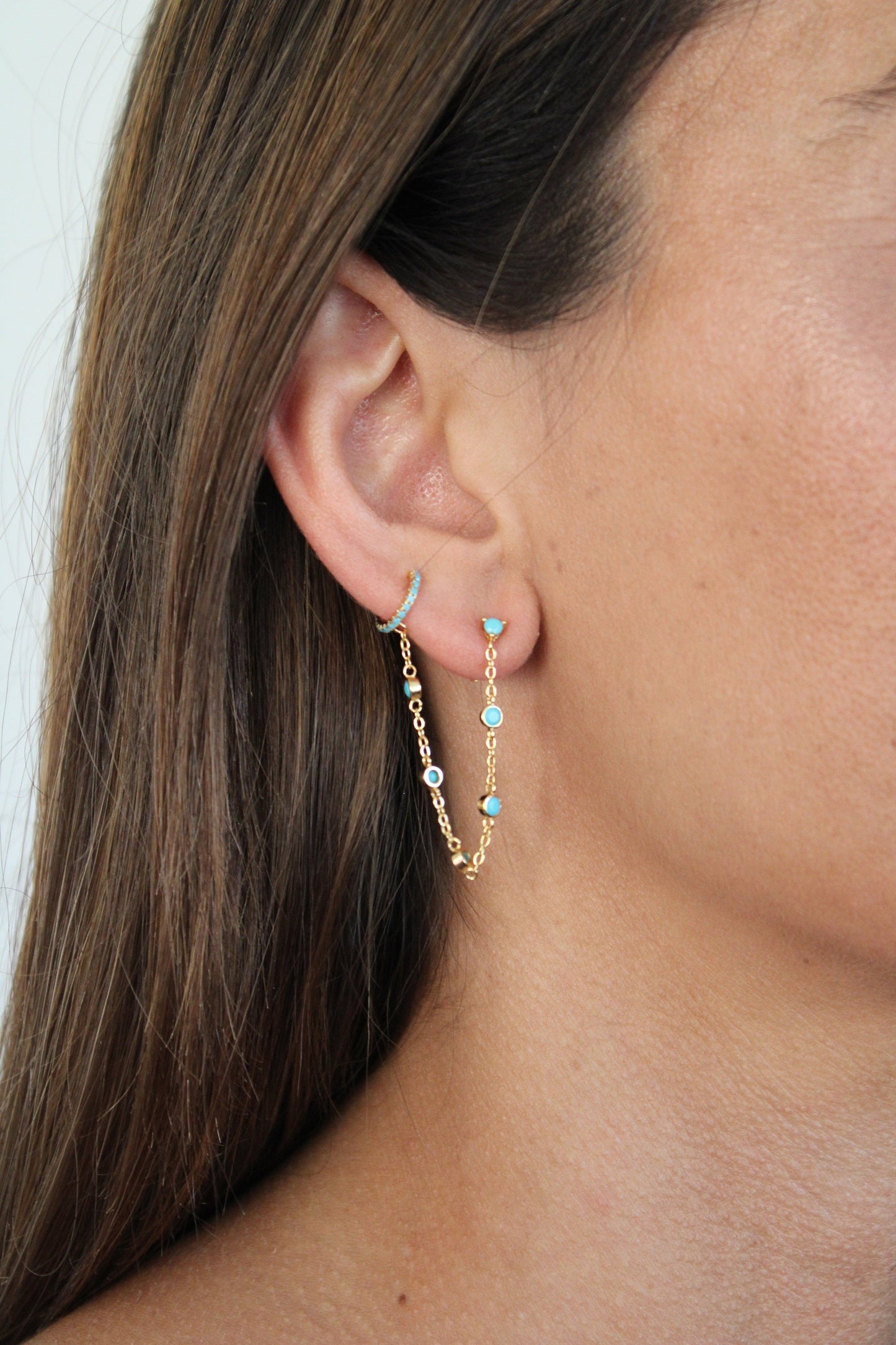 Nina Gold Turquoise Hoop