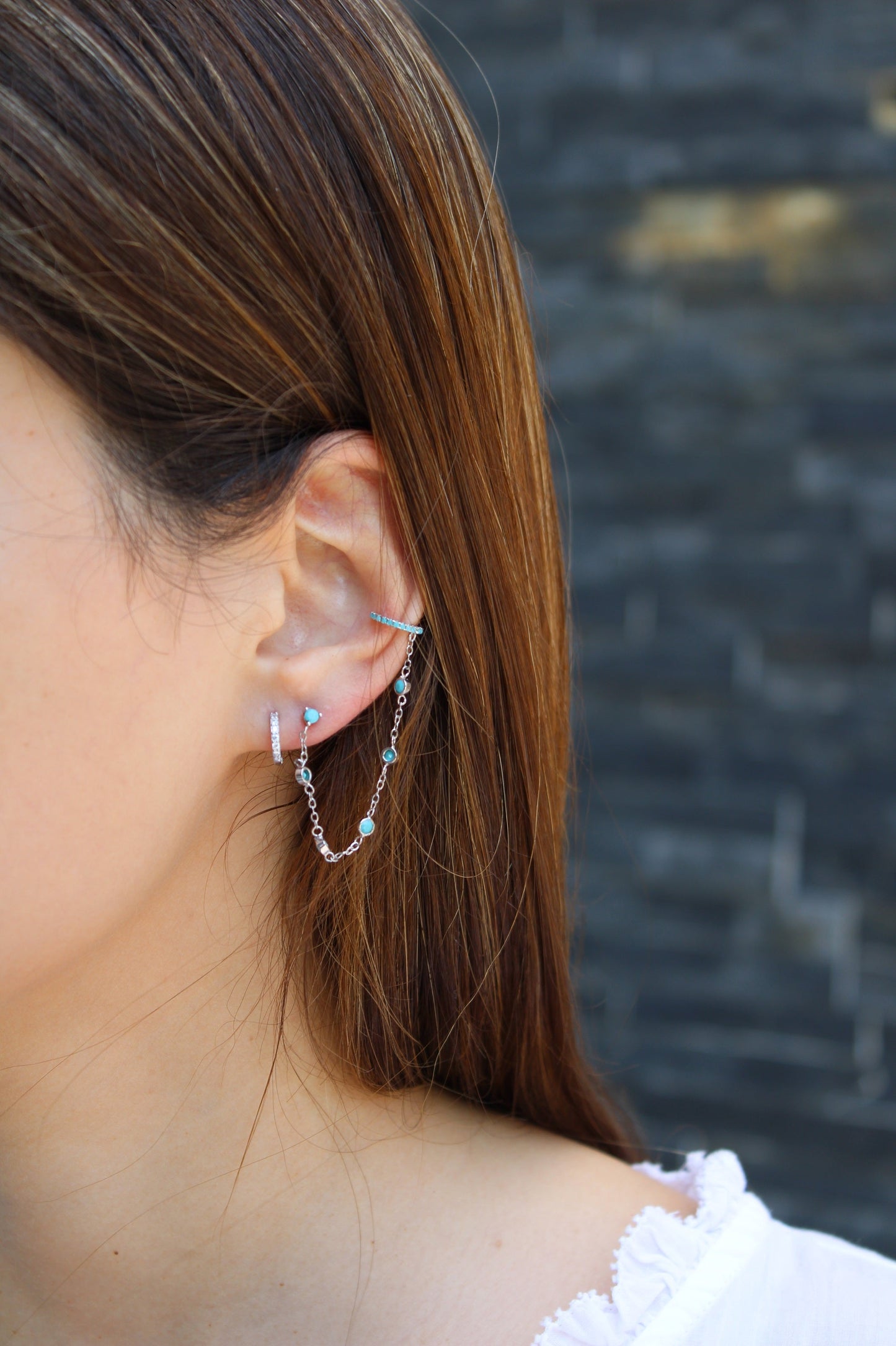 Silver Turquoise Nina Hoop