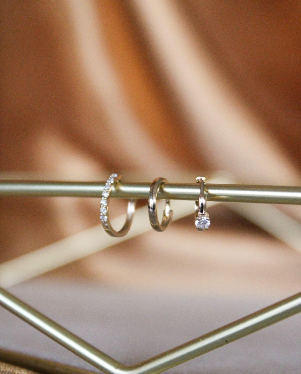 14K gold shiny mini hoop ring