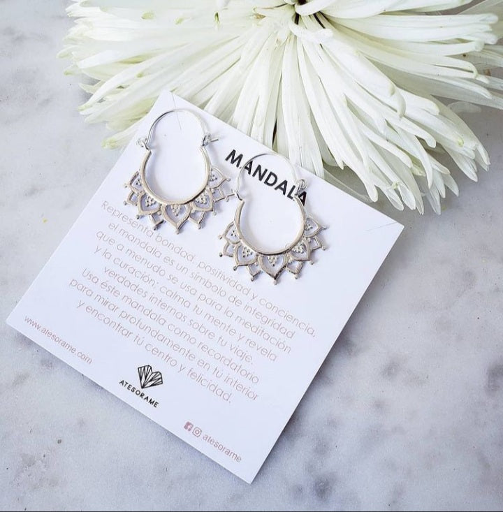 Silver bali mandala earrings