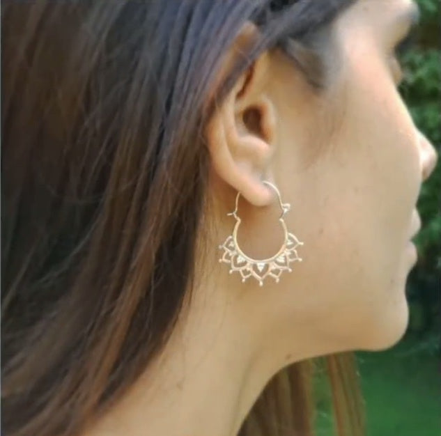 Silver bali mandala earrings