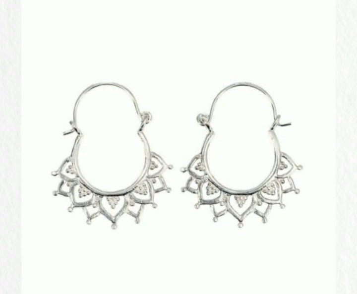 Silver bali mandala earrings