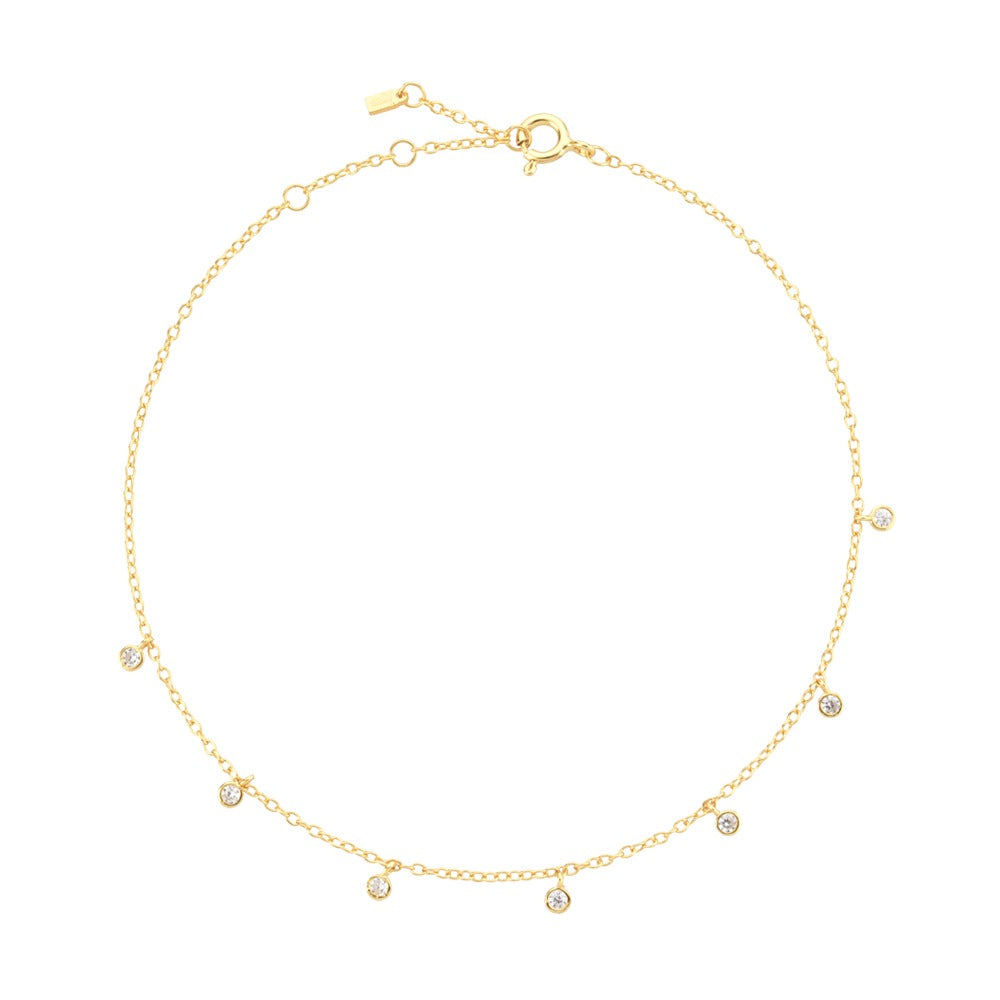 Dots Cristal Gold Anklet