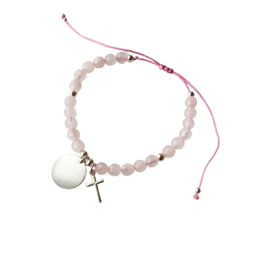 Personalized Pink Quartz Bracelet