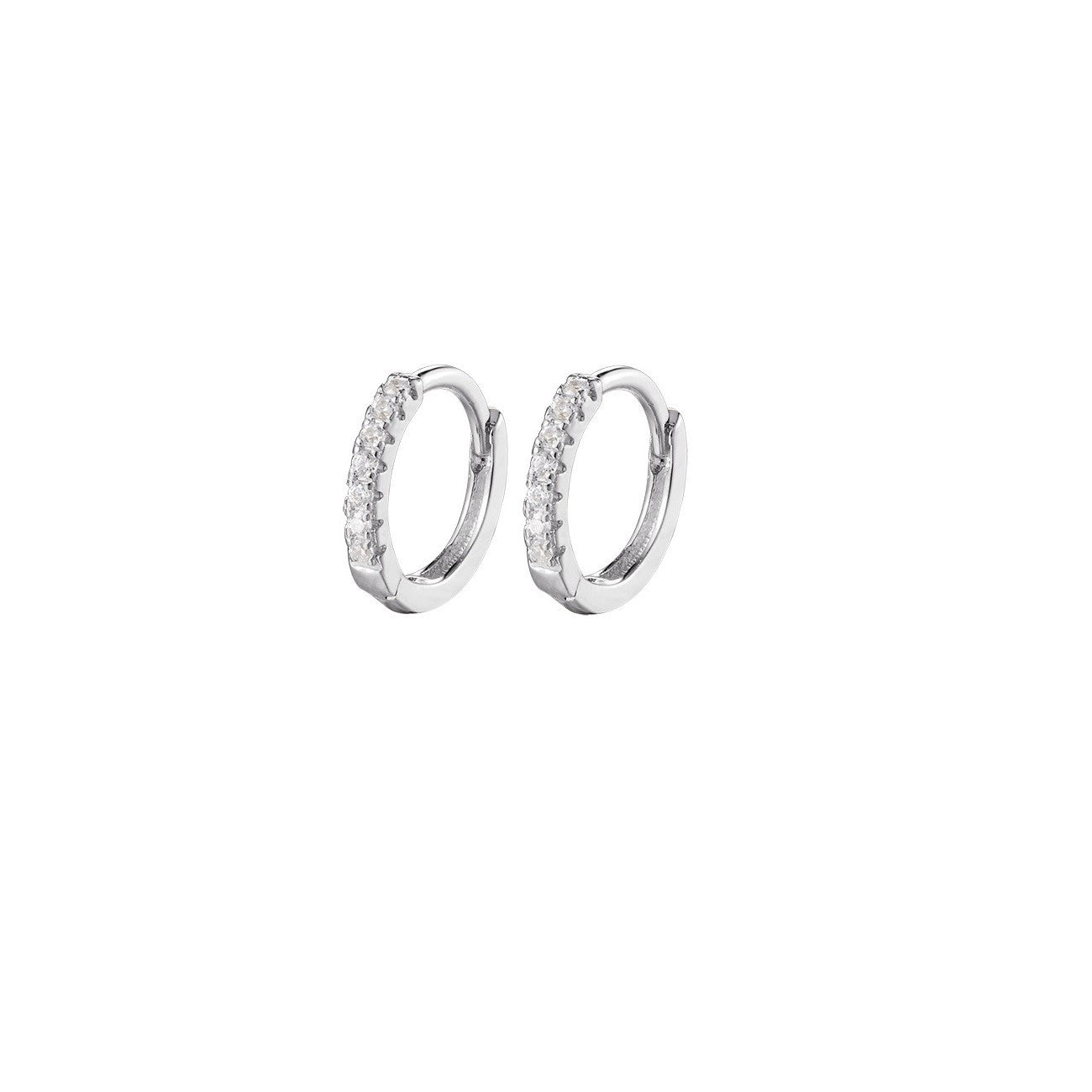 Mini Clear Silver Hoops