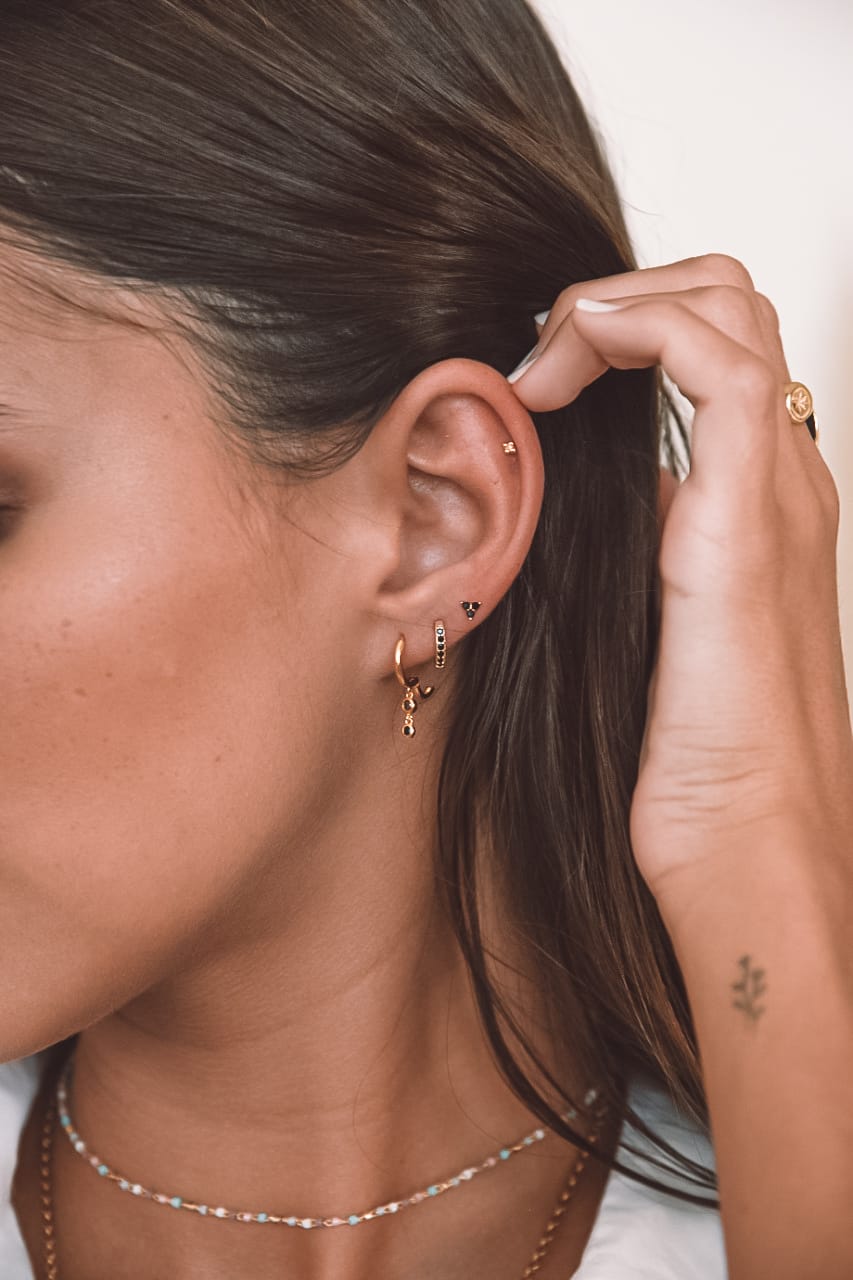 Mini Black Gold Hoops
