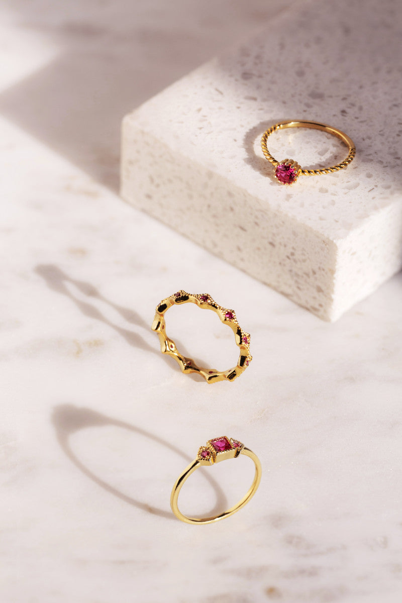 Amelia Crystal Ruby Gold Ring