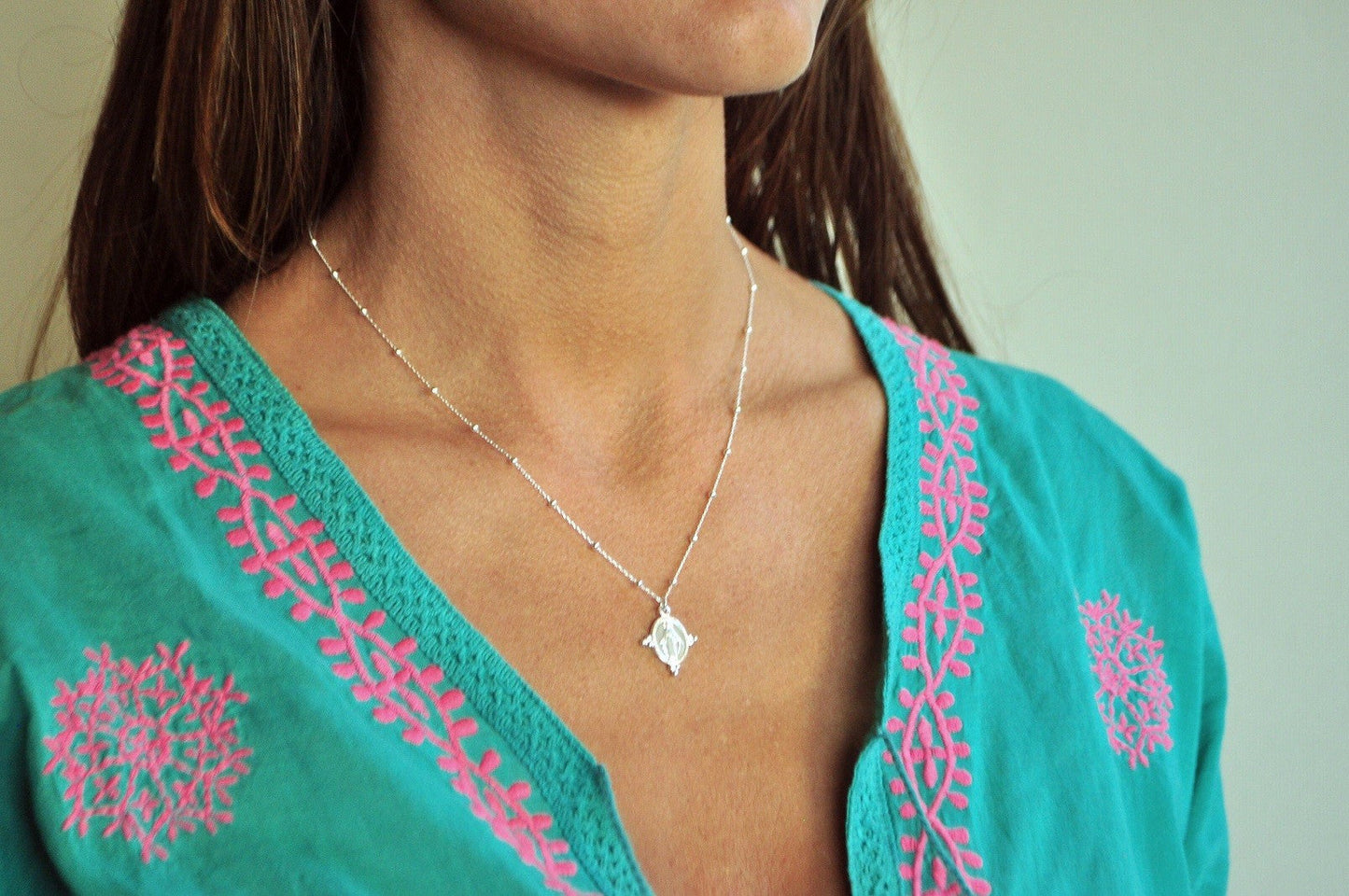 Silver Virgin of Miracles Necklace