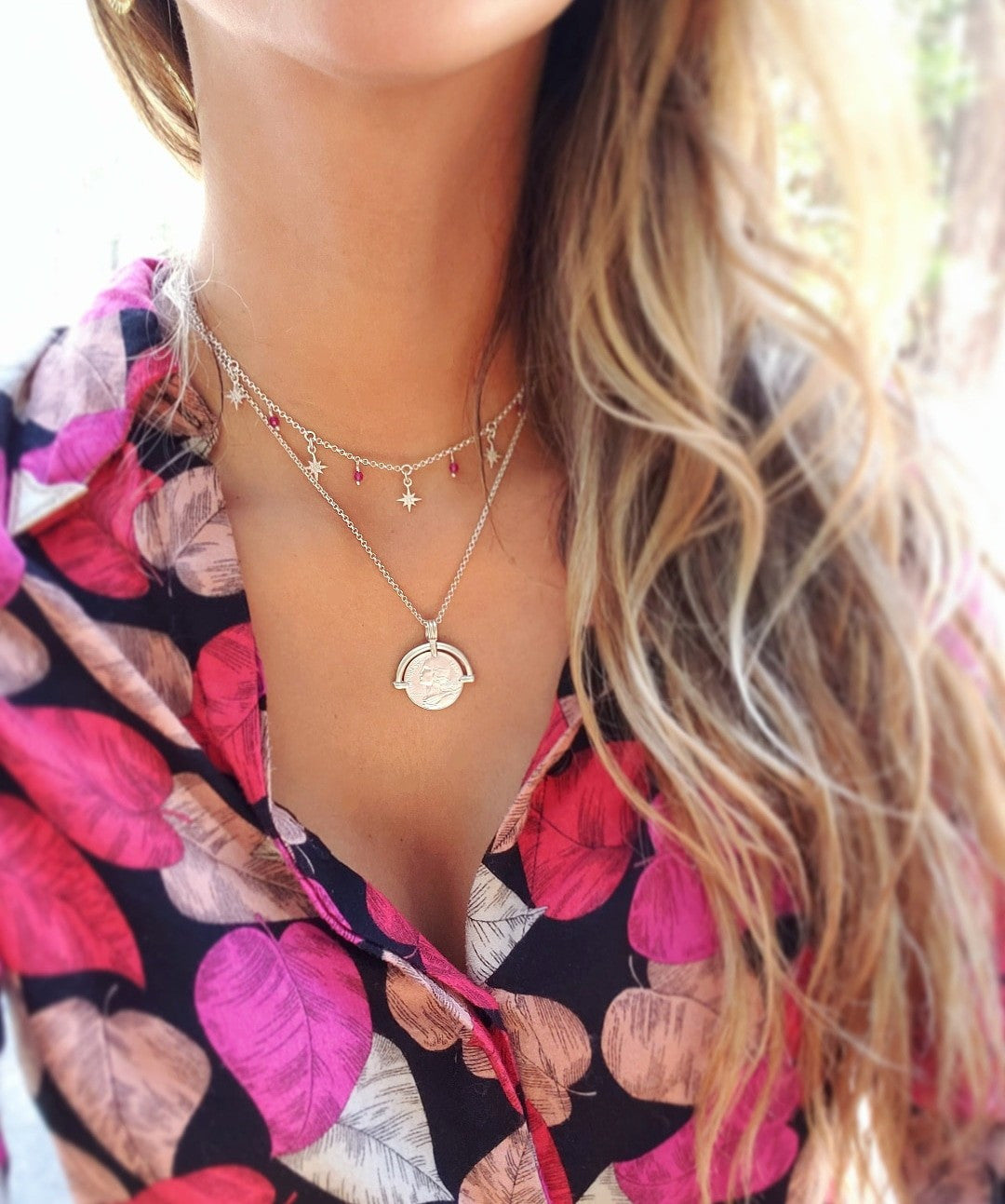 Silver Choker Belen Star Rubi