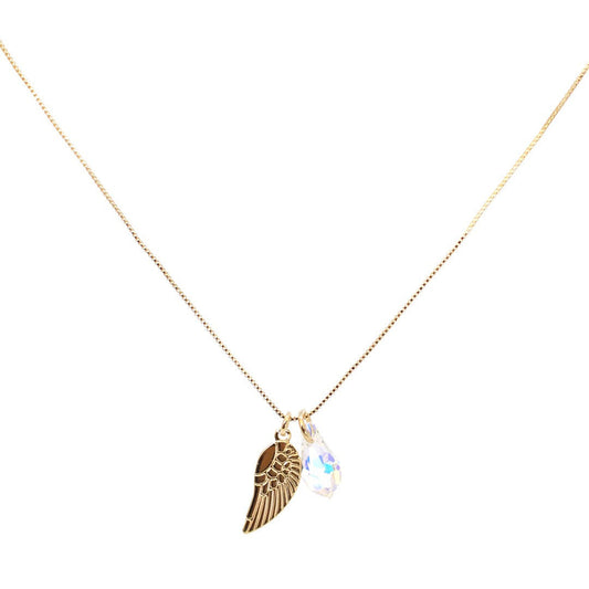 Guardian Angel Crystal Gold Necklace 