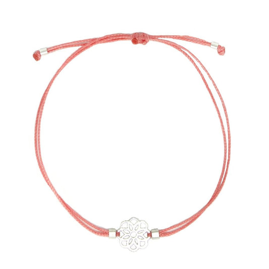 Salmon Flower Mandala Thread Bracelet 