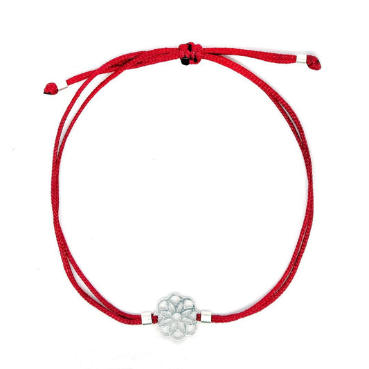 Burgundy Flower Mandala Thread Bracelet 