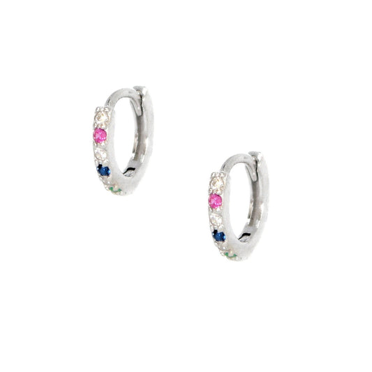 Silver mini rainbow hoops