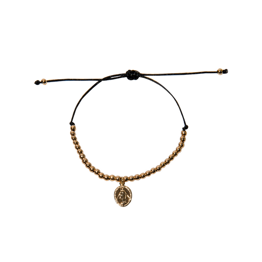 Gold beaded Virgin of the rays bracelet