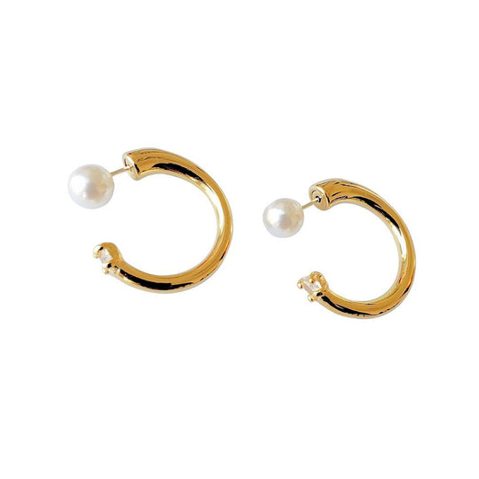 Pearl Gold Hoops