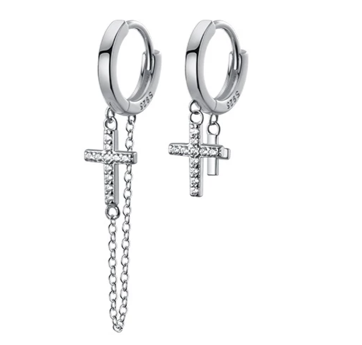 Multi Cross Silver Hoops