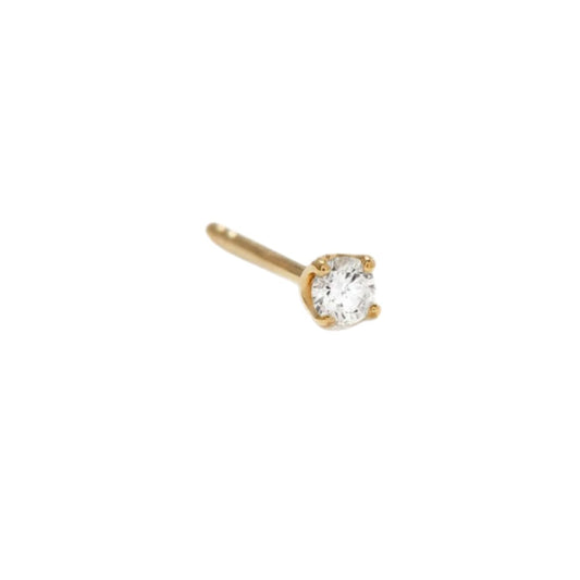 14K yellow gold diamond stud hoop