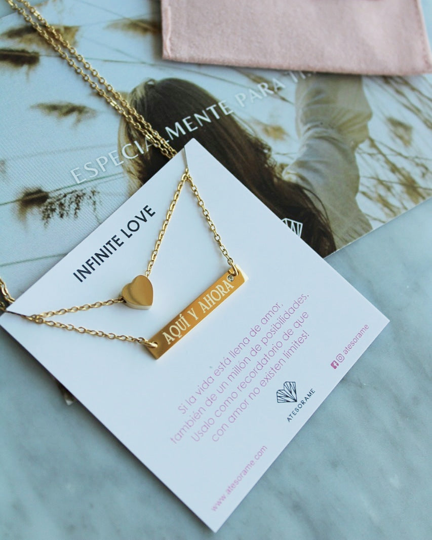 Collar Personalizado Doble Heart Gold