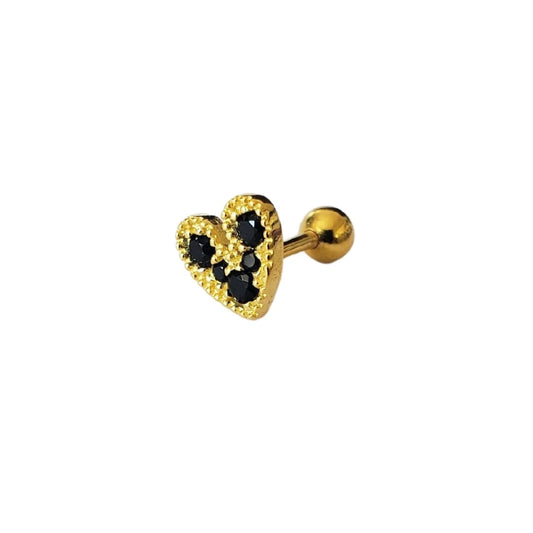 Piercing Black Heart Gold