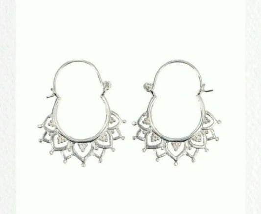 Silver bali mandala earrings