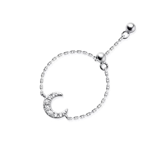 Adjustable Silver Moon Ring