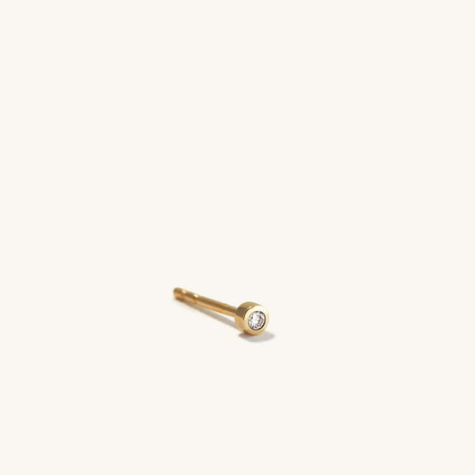 14K yellow gold mini diamond hoop