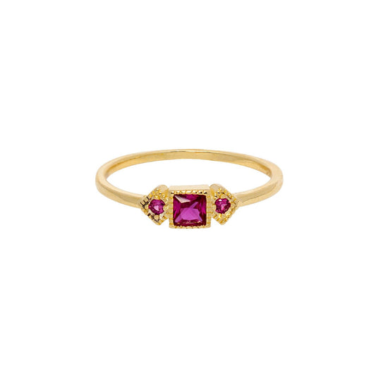 Amelia Crystal Ruby Gold Ring 