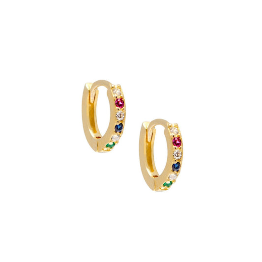 Gold mini rainbow hoops 
