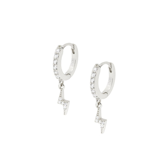 Silver Lightning Hoops