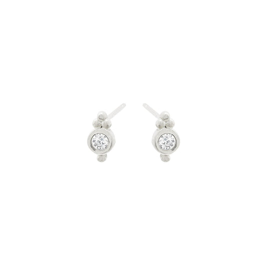 Dahlia Silver Hoops