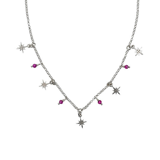 Silver Choker Belen Star Rubi