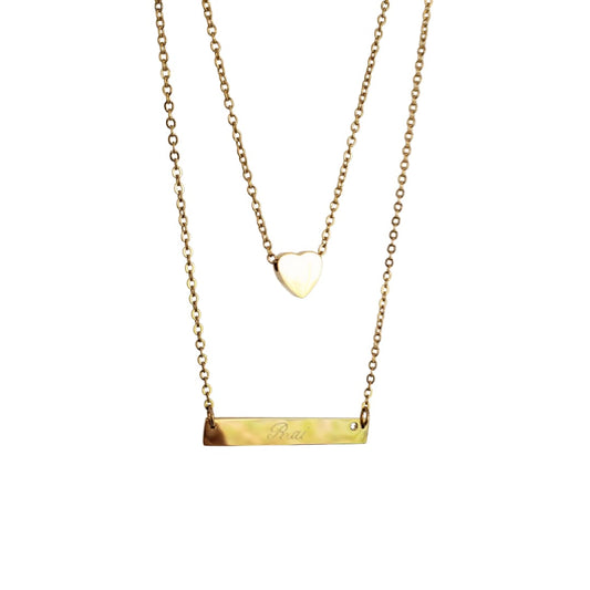 Collar Personalizado Doble Heart Gold